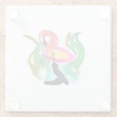 pink flamingo summer flame  glazen onderzetter (Achterkant)