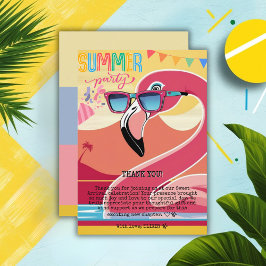 Pink Flamingo Summer Party Bedankkaart