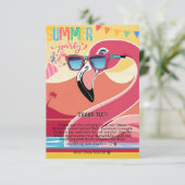 Pink Flamingo Summer Party Bedankkaart (Staand voorkant)