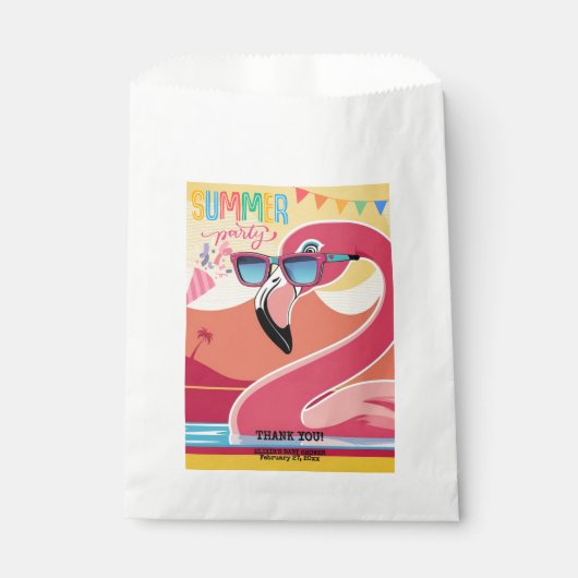 Pink Flamingo Summer Party Bedankzakje (Voorkant)