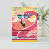 Pink Flamingo Summer Party Informatiekaartje (Staand voorkant)