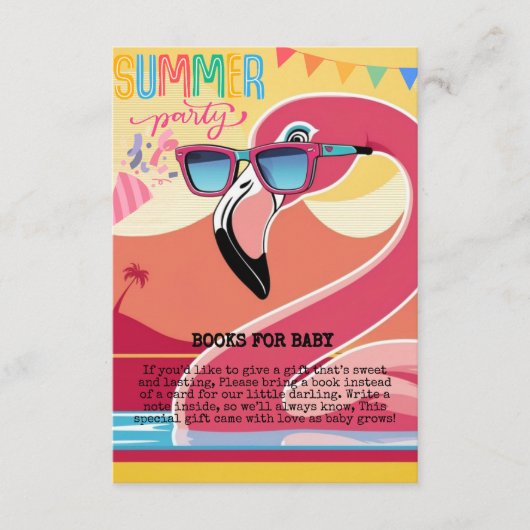 Pink Flamingo Summer Party Informatiekaartje (Voorkant)