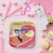 Pink Flamingo Summer Party Papieren Bordje (Feest)