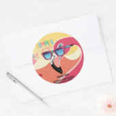 Pink Flamingo Summer Party Ronde Sticker (Envelop)