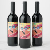 Pink Flamingo Summer Party Wijn Etiket (Flessen)