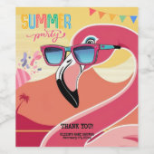 Pink Flamingo Summer Party Wijn Etiket (Enkel label)