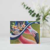 Pink Flamingo Sun Pet Hermit Crab Waterverf Art Briefkaart (Staand voorkant)