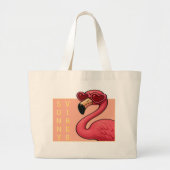 Pink Flamingo Sunny Vibes Grote Tote Bag (Voorkant)
