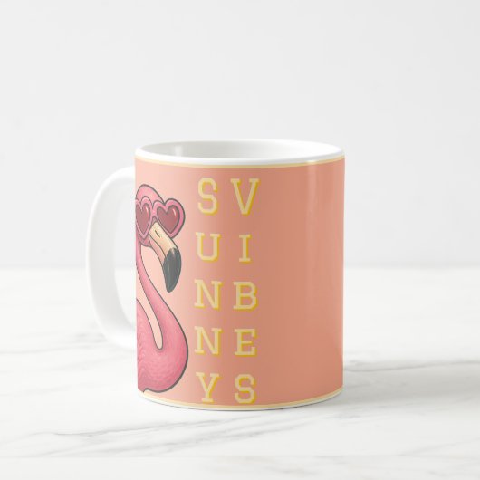 Pink Flamingo Sunny Vibes Koffiemok (Voorkant links)