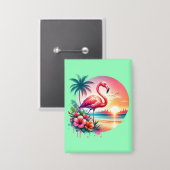 Pink Flamingo Sunset Clipart-93938 Button (Voorkant / Achterkant)