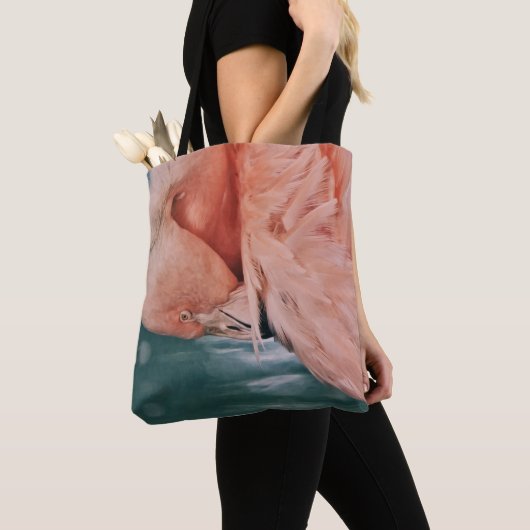 Pink Flamingo Take a Bow Art Canvas tas (Dichtbij)