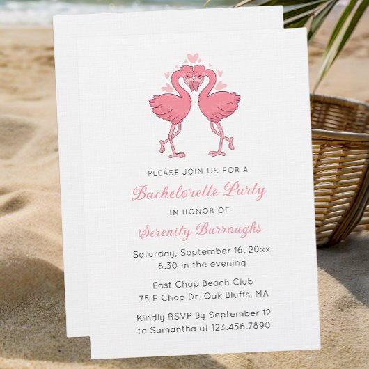 Pink Flamingo Tropical Beach Bachelorette Party Kaart