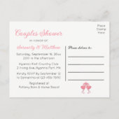 Pink Flamingo Tropical Beach Couples Bridal Shower Uitnodiging Briefkaart (Achterkant)