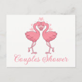 Pink Flamingo Tropical Beach Couples Bridal Shower Uitnodiging Briefkaart (Voorkant)