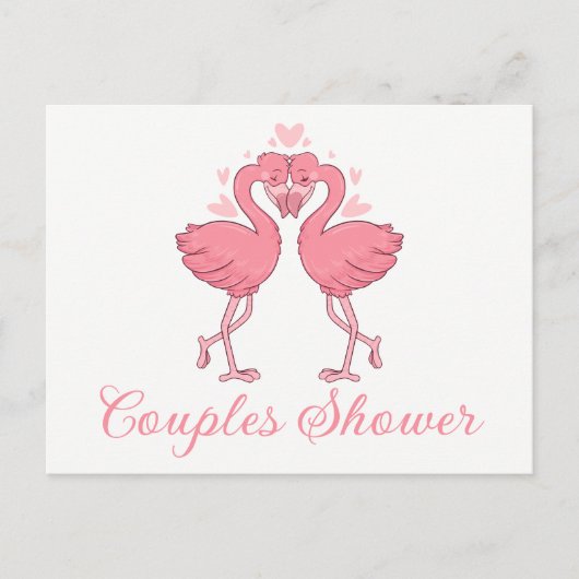 Pink Flamingo Tropical Beach Couples Bridal Shower Uitnodiging Briefkaart (Voorkant)