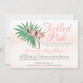Pink Flamingo Tropical Beach Weddenschap Kaart (Voorkant)