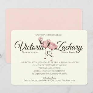Pink Flamingo Tropical Beach Weddenschap Kaart