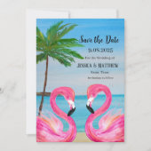Pink Flamingo Tropical Beach Weddenschap Kaart (Voorkant)