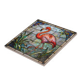 Pink Flamingo Tropical Faux Stained Glass Mosaic Tegeltje (Zijkant)