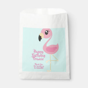 Pink Flamingo Tropical Girl 1st Birthday Party Bedankzakje