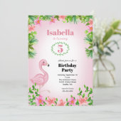 Pink Flamingo Tropical Girls Birthday Kaart (Staand voorkant)
