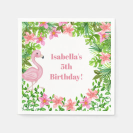Pink Flamingo Tropical Girls Birthday Party Servet