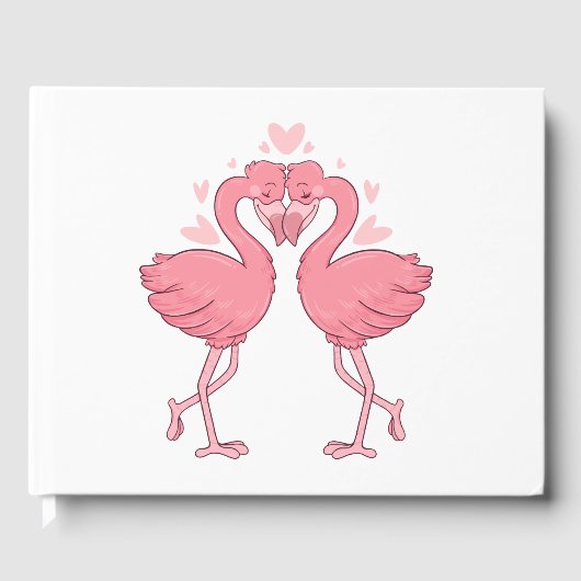 Pink Flamingo Tropical Hawaiian Beach Wedding Gastenboek (Voorkant)