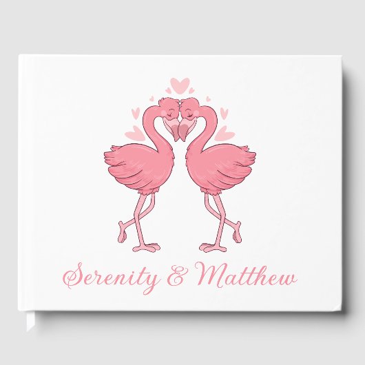 Pink Flamingo Tropical Hawaiian Beach Wedding Gastenboek (Voorkant)