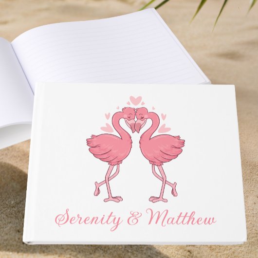Pink Flamingo Tropical Hawaiian Beach Wedding Gastenboek
