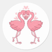 Pink Flamingo Tropical Hawaiian Beach Wedding Ronde Sticker (Voorkant)