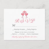 Pink Flamingo Tropical Hawaiian Beach Wedding RSVP Briefkaart (Voorkant)