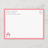 Pink Flamingo Tropical Hawaiian Beach Wedding RSVP Briefkaart (Achterkant)