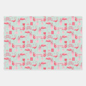 Pink Flamingo Tropical Holiday Retro Pastel Colors Inpakpapier Vel (Voorkant 2)