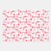 Pink Flamingo Tropical Holiday Retro Pastel Colors Inpakpapier Vel (Voorkant 3)