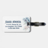 Pink Flamingo Tropical Leaves Bagagelabel (Achterkant horizontaal)