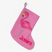 Pink Flamingo Tropical Paradise Island Bird Kleine Kerstsok (Voorkant (Hangend))