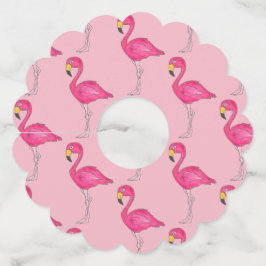 Pink Flamingo Tropical Paradise Island Bird Wijnglaslabel