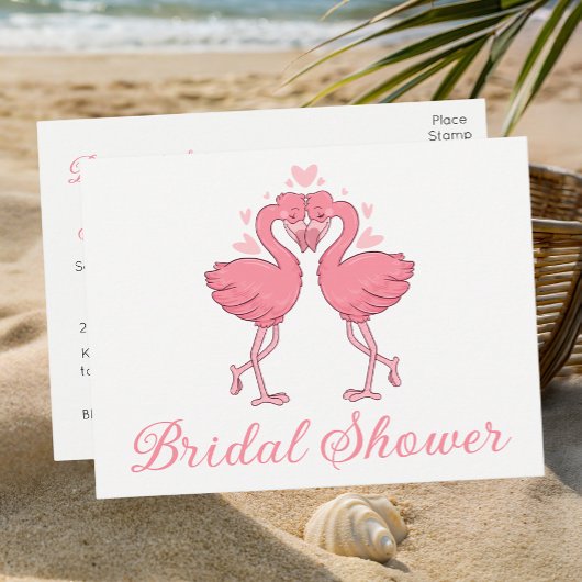  Pink Flamingo Tropical Summer Beach Bridal Shower Uitnodiging Briefkaart