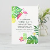 Pink Flamingo Tropical Waterverf Summer Birthday Kaart (Staand voorkant)