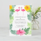 Pink Flamingo Tropical Wedding Persoonlijk Kaart (Staand voorkant)