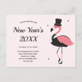 Pink Flamingo Tuxedo New Years Party Uitnodiging Briefkaart (Voorkant)