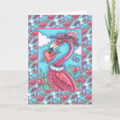 PINK FLAMINGO VALENTIJN HEARTS, LIVE BIRD WHIMSY FEESTDAGEN KAART (Voorkant)