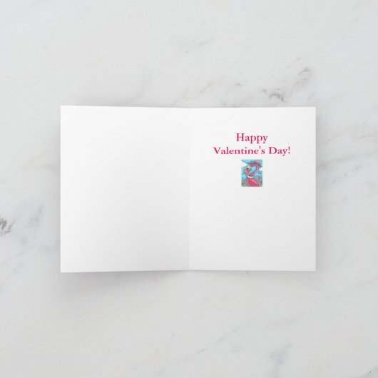 PINK FLAMINGO VALENTIJN HEARTS, LIVE BIRD WHIMSY FEESTDAGEN KAART (Binnen)