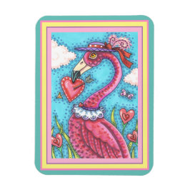 PINK FLAMINGO VALENTIJN HEARTS, LIVE BIRD WHIMSY MAGNEET