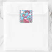 PINK FLAMINGO VALENTIJN HEARTS, LIVE BIRD WHIMSY VIERKANTE STICKER (Tas)