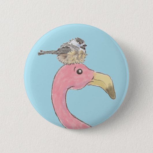 Pink Flamingo vindt zijn kudde Button (Voorkant)