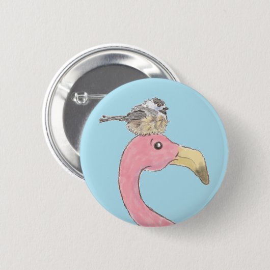 Pink Flamingo vindt zijn kudde Button (Voorkant /achterkant)