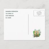 Pink Flamingo Waterverf Luau Afstudeerder Aankondi Aankondigingskaart (Achterkant)