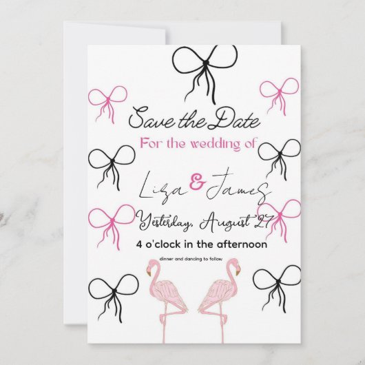 Pink Flamingo wedding Mr and Mrs  Kaart (Voorkant)