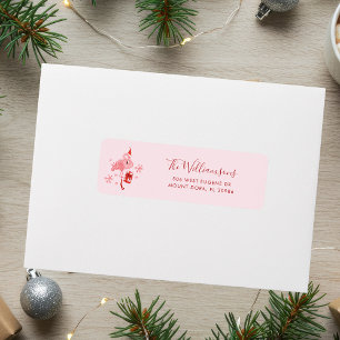 Pink Flamingo Whimsical Christmas Retouradres Etiket